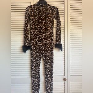 Zara Leopard Print Jumpsuit with Black Cuffs